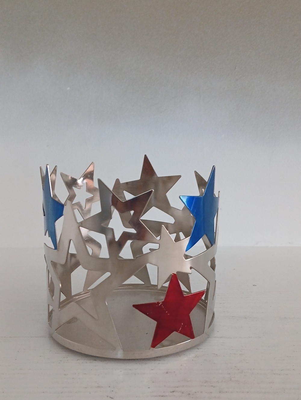 Silver Star Cutout Candle Holder